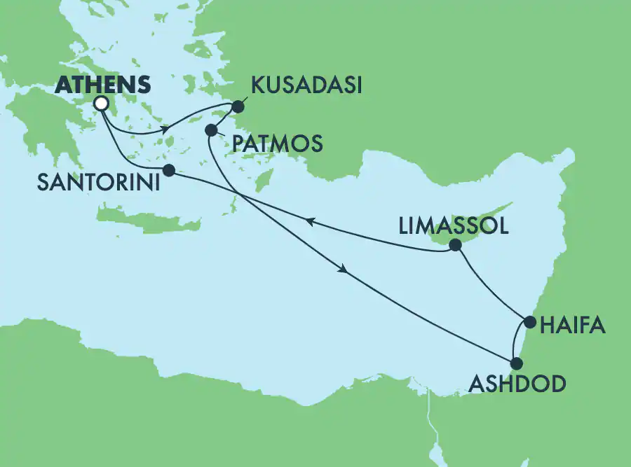 Itinerariu Croaziera Mediterana de Est & Pamantul Sfant - Norwegian Cruise Line - Norwegian Jade - 7 nopti