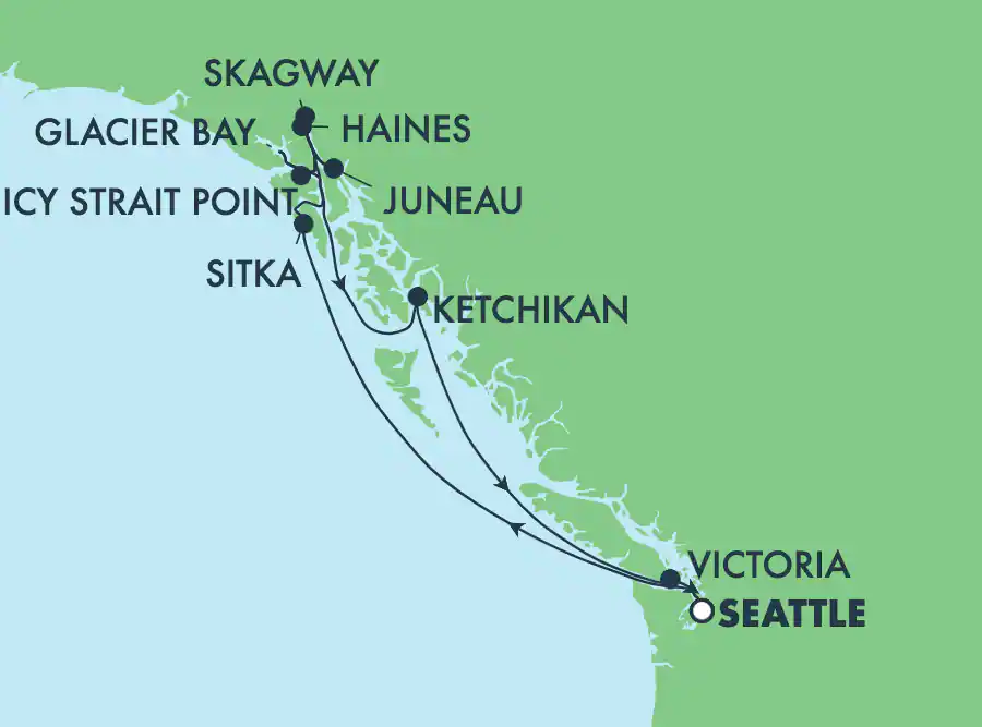 Itinerariu Croaziera Alaska - Norwegian Cruise Line - Norwegian Sun - 11 nopti