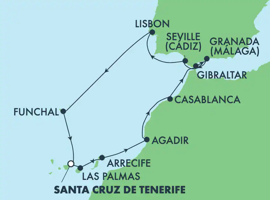 Itinerariu Croaziera Insulele Canare & Maroc - Norwegian Cruise Line - Norwegian Sun - 11 nopti