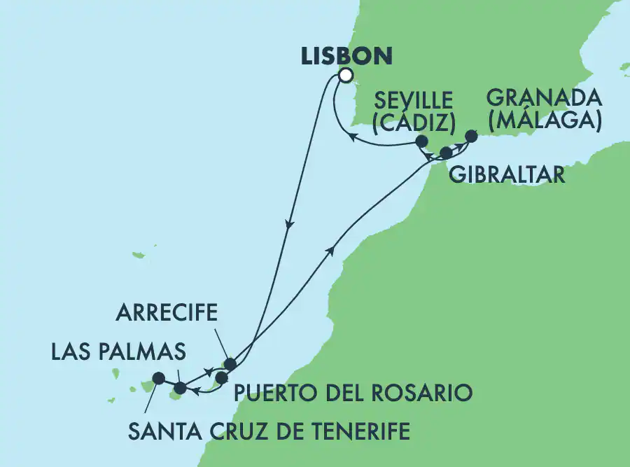 Itinerariu Croaziera Insulele Canare - Norwegian Cruise Line - Norwegian Sun - 10 nopti