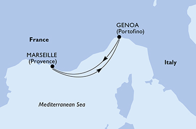 Itinerariu Croaziera Mediterana de Vest - MSC Cruises - MSC Grandiosa - 2 nopti