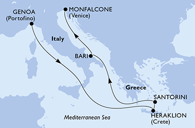 Itinerariu Croaziera Insulele Grecesti - MSC Cruises - MSC Opera - 7 nopti