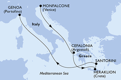 Itinerariu Croaziera Insulele Grecesti - MSC Cruises - MSC Opera - 7 nopti