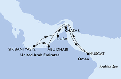 Itinerariu Croaziera Revelion in Emiratele Arabe Unite - MSC Cruises - MSC Opera - 7 nopti