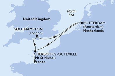 Itinerariu Croaziera Vestul Europei - MSC Cruises - MSC Virtuosa - 3 nopti