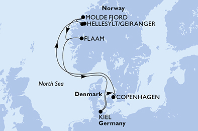 Itinerariu Croaziera Fiordurile Norvegiene - MSC Cruises - MSC Euribia - 7 nopti