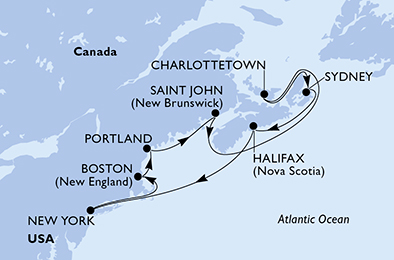 Itinerariu Croaziera America de Nord - MSC Cruises - MSC Meraviglia - 10 nopti
