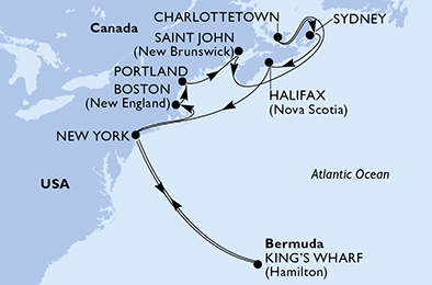 Itinerariu Croaziera America de Nord - MSC Cruises - MSC Meraviglia - 16 nopti