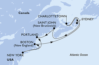 Itinerariu Croaziera America de Nord - MSC Cruises - MSC Meraviglia - 10 nopti