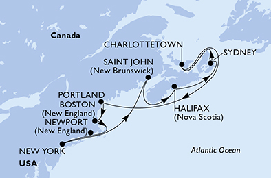Itinerariu Croaziera America de Nord - MSC Cruises - MSC Meraviglia - 11 nopti
