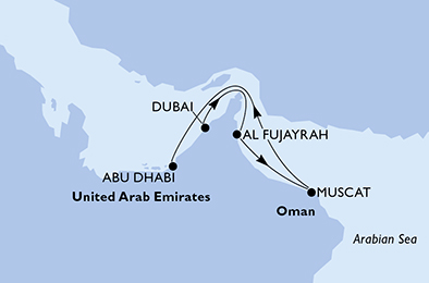 Itinerariu Croaziera Emiratele Arabe Unite - MSC Cruises - MSC Opera - 4 nopti