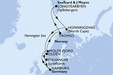 Itinerariu Croaziera Fiordurile Norvegiene & Capul Nord & Longyearbyen - MSC Cruises - MSC Preziosa - 14 nopti