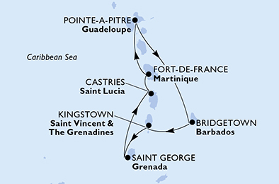 Itinerariu Croaziera Caraibe - MSC Cruises - MSC Seaside - 7 nopti