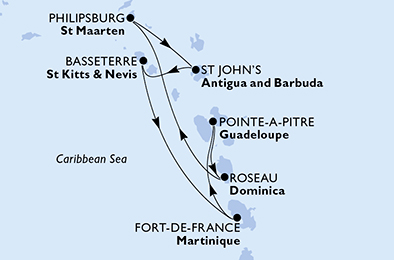 Itinerariu Croaziera Caraibe - MSC Cruises - MSC Seaside - 7 nopti