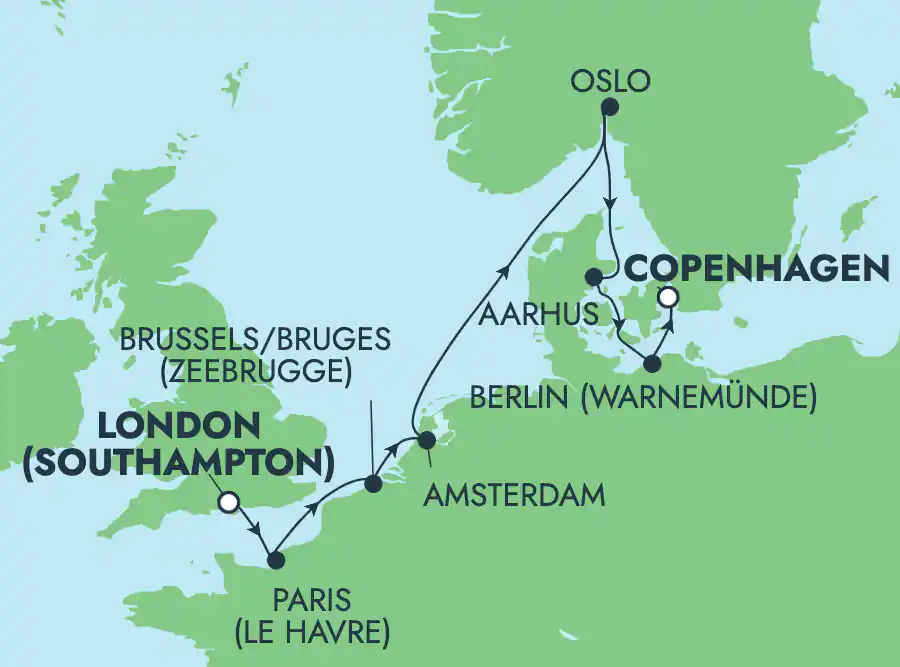 Itinerariu Croaziera Vestul Europei - Norwegian Cruise Line - Norwegian Dawn - 9 nopti