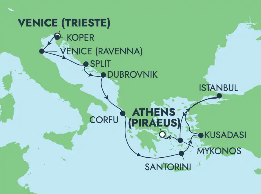 Itinerariu Croaziera Marea Adriatica & Insulele Grecesti - Norwegian Cruise Line - Norwegian Dawn - 10 nopti