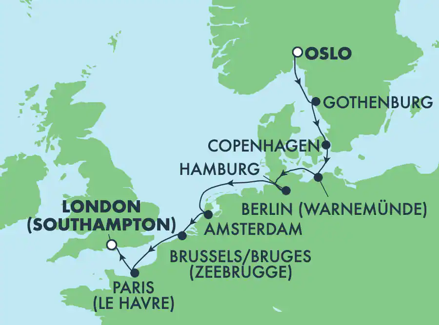Itinerariu Croaziera Vestul Europei - Norwegian Cruise Line - Norwegian Dawn - 10 nopti