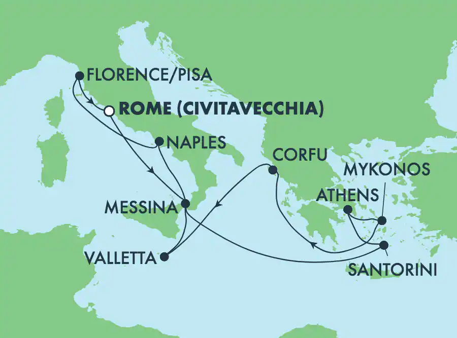 Itinerariu Croaziera Mediterana de Vest & Insulele Grecesti - Norwegian Cruise Line - Norwegian Epic - 10 nopti