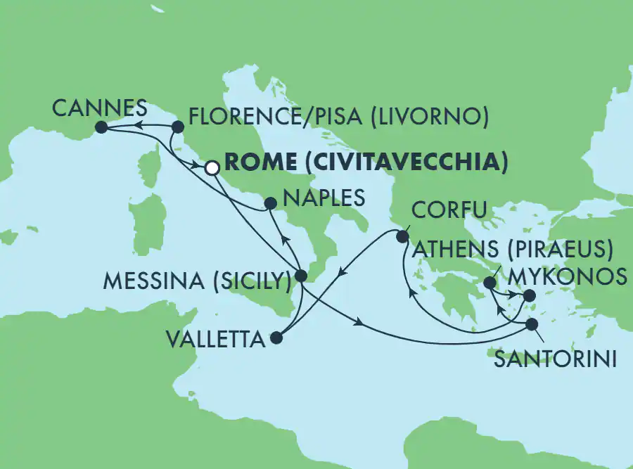 Itinerariu Croaziera Mediterana de Vest & Insulele Grecesti - Norwegian Cruise Line - Norwegian Epic - 11 nopti