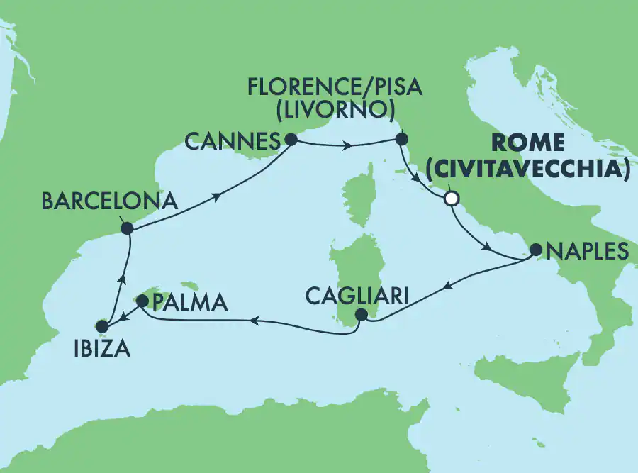 Itinerariu Croaziera Mediterana de Vest - Norwegian Cruise Line - Norwegian Escape - 9 nopti