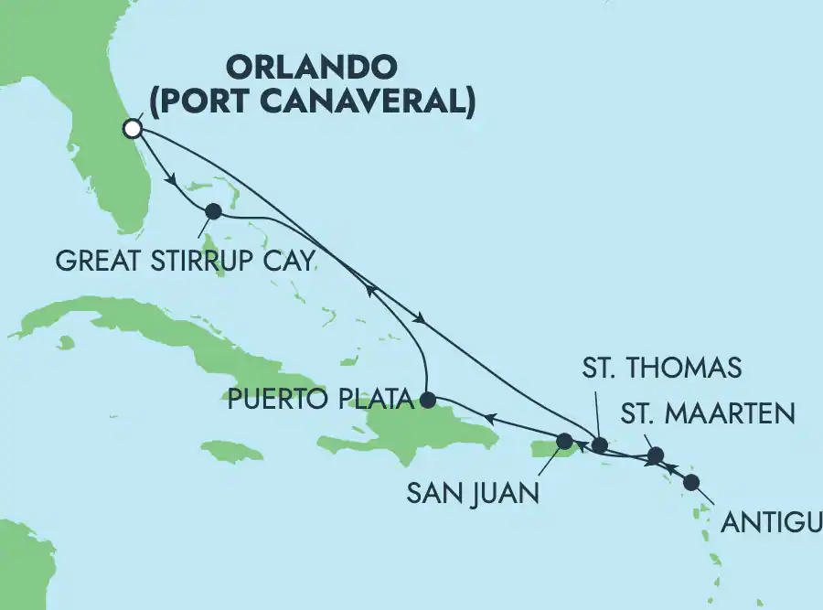 Itinerariu Croaziera Caraibe & Bahamas - Norwegian Cruise Line - Norwegian Jade - 9 nopti