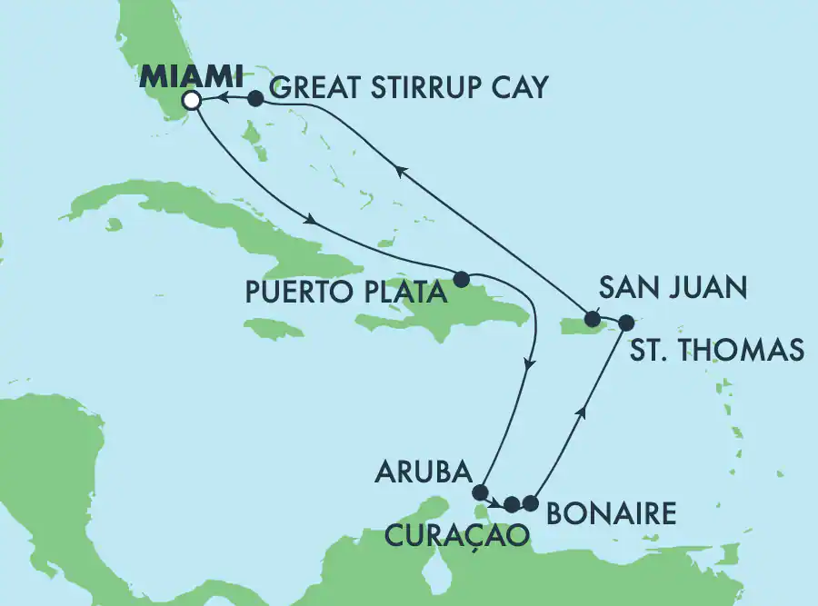 Itinerariu Croaziera Caraibe & Bahamas - Norwegian Cruise Line - Norwegian Pearl - 11 nopti