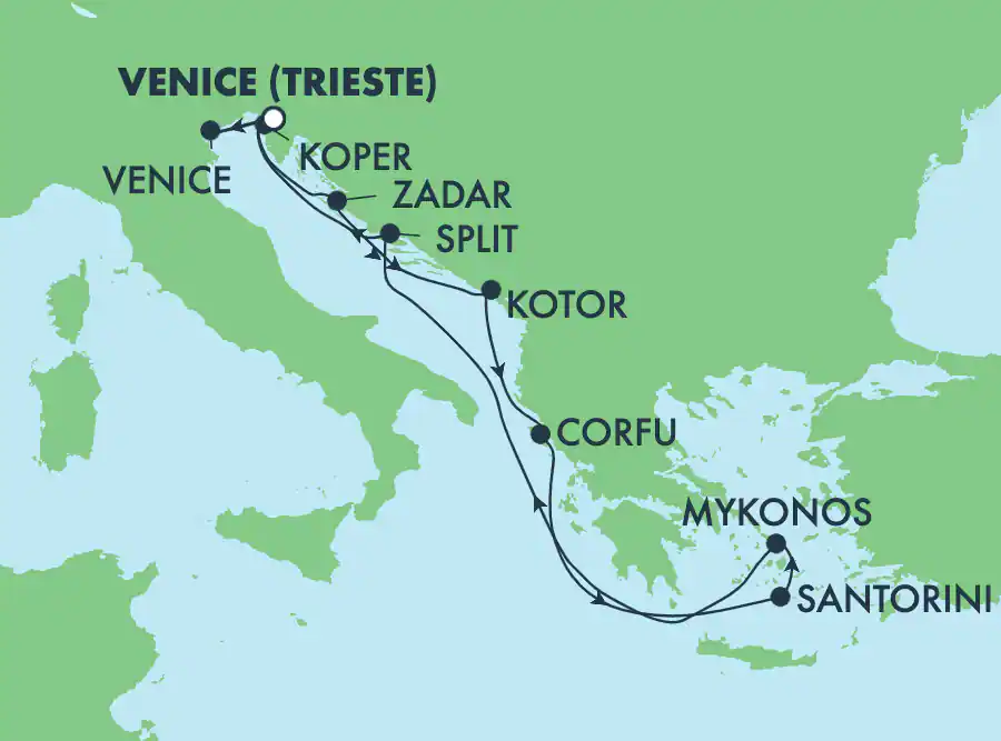 Itinerariu Croaziera Marea Adriatica & Insulele Grecesti - Norwegian Cruise Line - Norwegian Pearl - 10 nopti