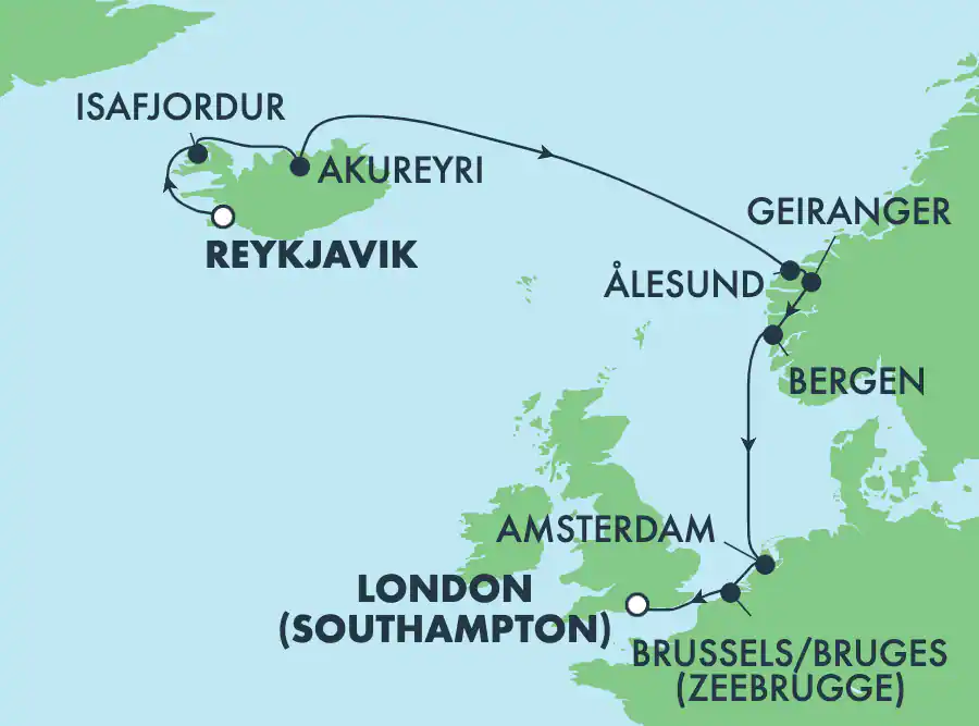 Itinerariu Croaziera Fiordurile Norvegiene & Islanda - Norwegian Cruise Line - Norwegian Prima - 10 nopti