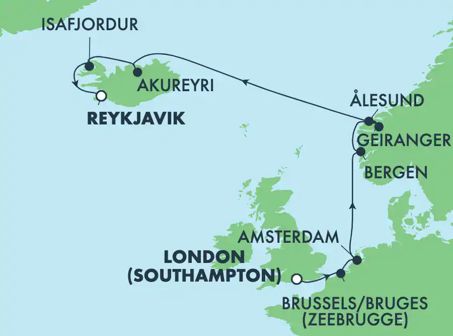 Itinerariu Croaziera Fiordurile Norvegiene & Islanda - Norwegian Cruise Line - Norwegian Prima - 11 nopti