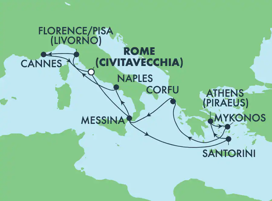 Itinerariu Croaziera Mediterana de Vest & Insulele Grecesti - Norwegian Cruise Line - Norwegian Prima - 10 nopti