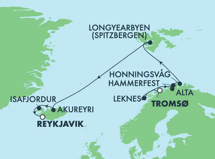 Itinerariu Croaziera Fiordurile Norvegiene & Islanda - Norwegian Cruise Line - Norwegian Star - 11 nopti