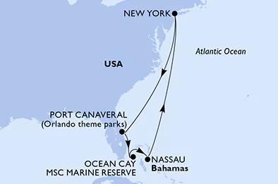 Itinerariu Croaziera Caraibe & Bahamas - MSC Cruises - MSC Meraviglia - 7 nopti