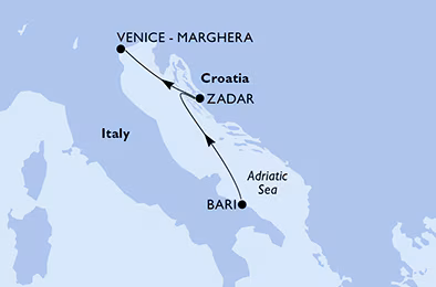Itinerariu Croaziera Marea Adriatica - MSC Cruises - MSC Opera - 2 nopti
