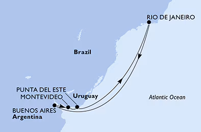 Itinerariu Croaziera Craciun in America de Sud - MSC Cruises - MSC Orchestra - 8 nopti