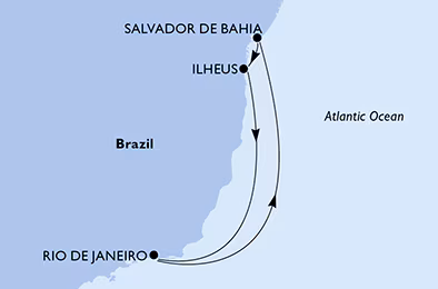 Itinerariu Croaziera Brazilia - MSC Cruises - MSC Orchestra - 5 nopti