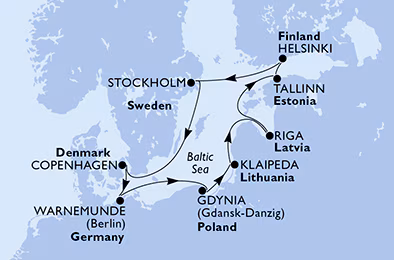 Itinerariu Croaziera Tarile Nordice - MSC Cruises - MSC Poesia - 10 nopti