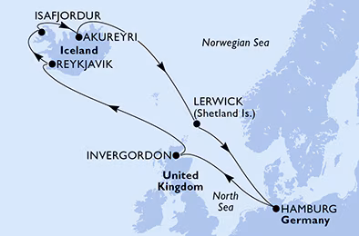 Itinerariu Croaziera Insulele Britanice & Islanda - MSC Cruises - MSC Preziosa - 11 nopti