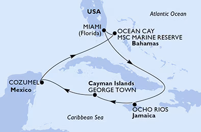 Itinerariu Croaziera Caraibe & Bahamas - MSC Cruises - MSC Seascape - 7 nopti