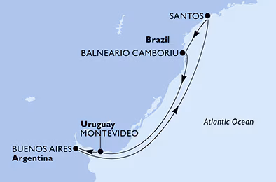 Itinerariu Croaziera America de Sud - MSC Cruises - MSC Seaview - 7 nopti
