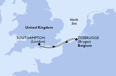 Itinerariu Croaziera Anglia & Belgia - MSC Cruises - MSC Virtuosa - 2 nopti