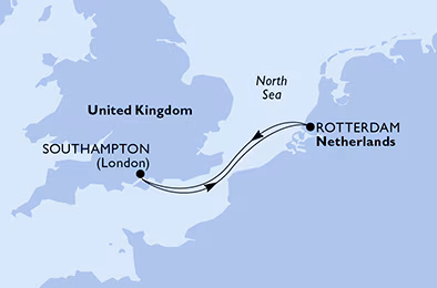 Itinerariu Croaziera Anglia & Olanda - MSC Cruises - MSC Virtuosa - 3 nopti
