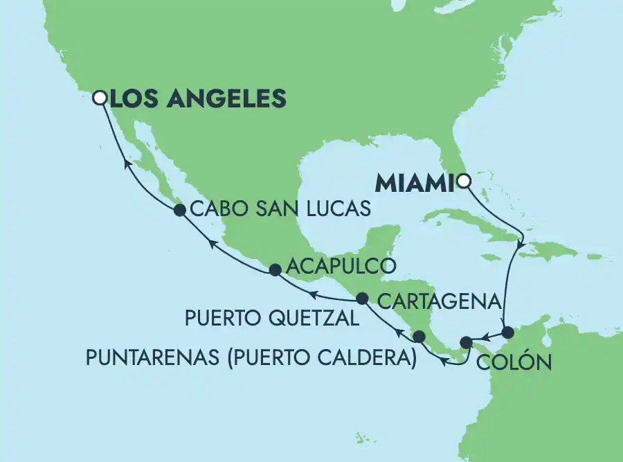 Itinerariu Croaziera Canalul Panama - Norwegian Cruise Line - Norwegian Encore - 15 nopti