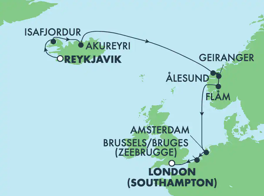 Itinerariu Croaziera Fiordurile Norvegiene & Islanda - Norwegian Cruise Line - Norwegian Prima - 10 nopti