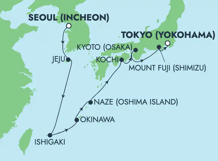 Itinerariu Croaziera Coreea de Sud & Japonia - Norwegian Cruise Line - Norwegian Spirit - 10 nopti