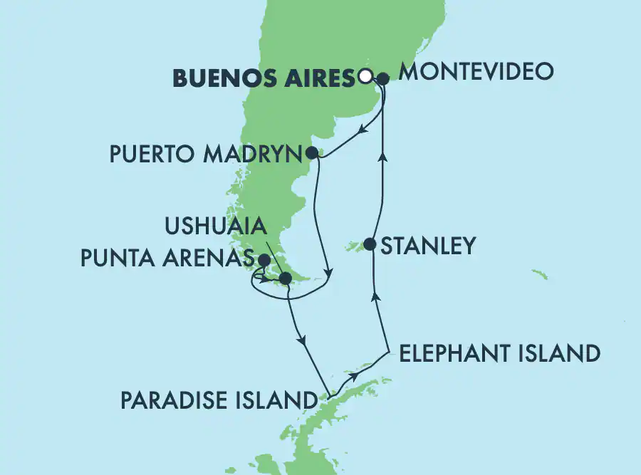 Itinerariu Croaziera America de Sud & Antarctica - Norwegian Cruise Line - Norwegian Star - 14 nopti