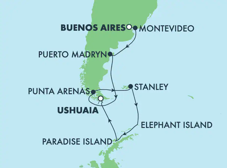 Itinerariu Croaziera America de Sud & Antarctica - Norwegian Cruise Line - Norwegian Star - 13 nopti