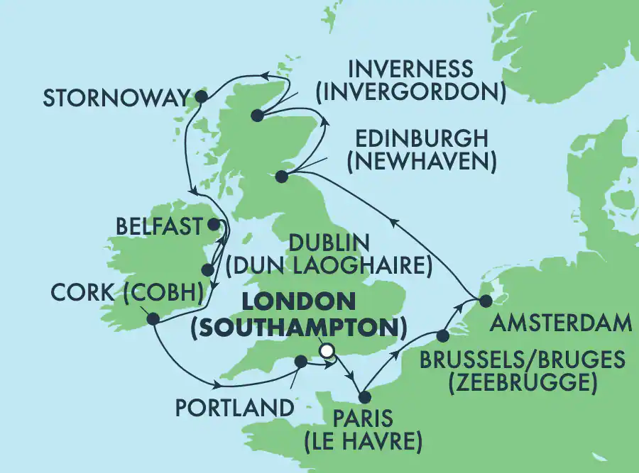 Itinerariu Croaziera Insulele Britanice - Norwegian Cruise Line - Norwegian Star - 12 nopti