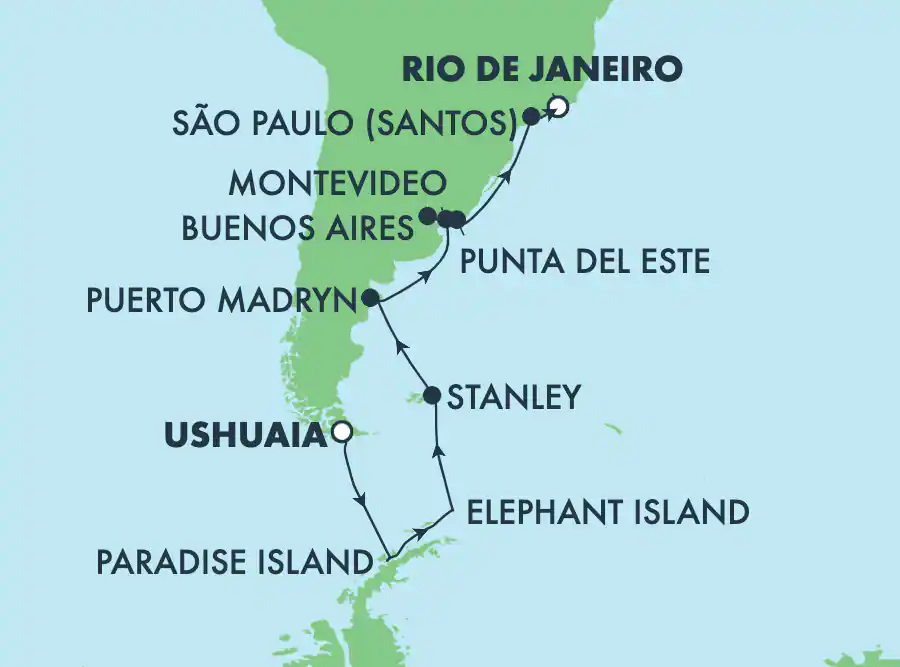 Itinerariu Croaziera America de Sud & Antarctica - Norwegian Cruise Line - Norwegian Star - 14 nopti