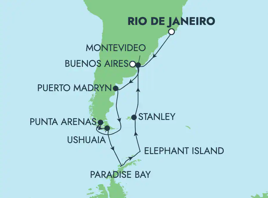 Itinerariu Croaziera America de Sud & Antarctica - Norwegian Cruise Line - Norwegian Star - 17 nopti