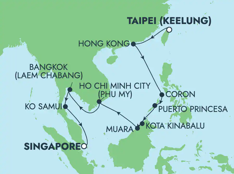 Itinerariu Croaziera Asia - Norwegian Cruise Line - Norwegian Sun - 14 nopti